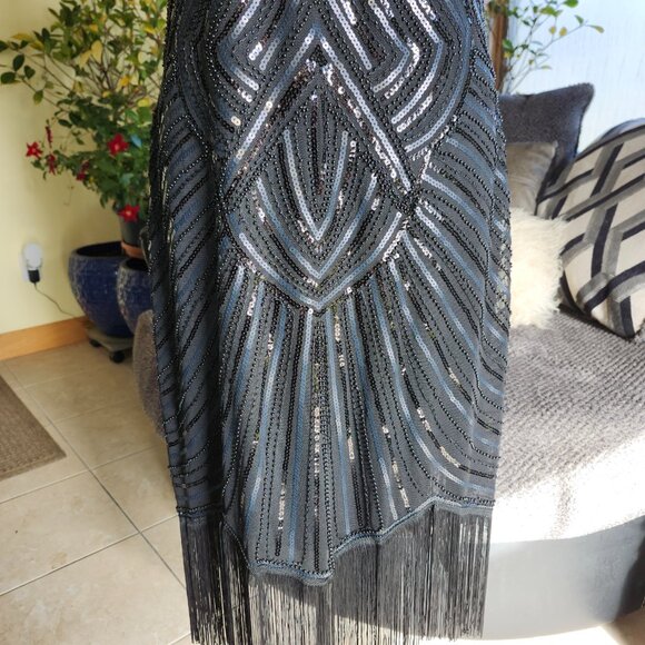 Babeyond Flapper Sheath Gatsby Dress Black Sz XXL Sequins Beads  Sleeveless - Picture 3 of 13